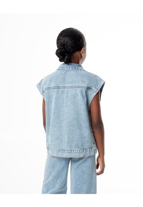 Chaleco Oversize Denim índigo Medio Niña Azul