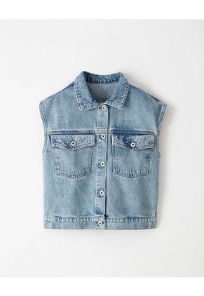 Chaleco Oversize Denim índigo Medio Niña Azul