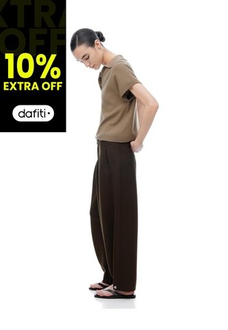 Pantalón Loose Tiro Medio Chocolate Mujer Chocolate Gef