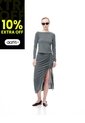 Falda Midi Tiro Medio Gris Mujer Gris de Gef