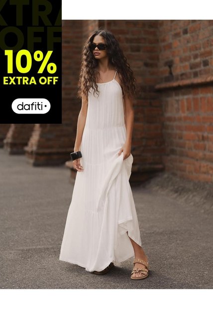 Vestido Largo Bloques Blanco Mujer Blanco