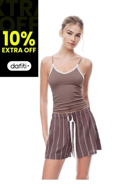 Short Café Rayas Mujer Cafe