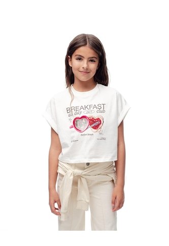 Camiseta Regular Algodón Blanca Niña Blanco Gef