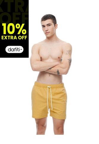 Pantaloneta De Baño Regular Amarillo Hombre Amarillo Gef