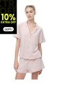 Camisa + Short De Pijama Algodón Palo De Rosa Mujer Rosa Claro de Gef