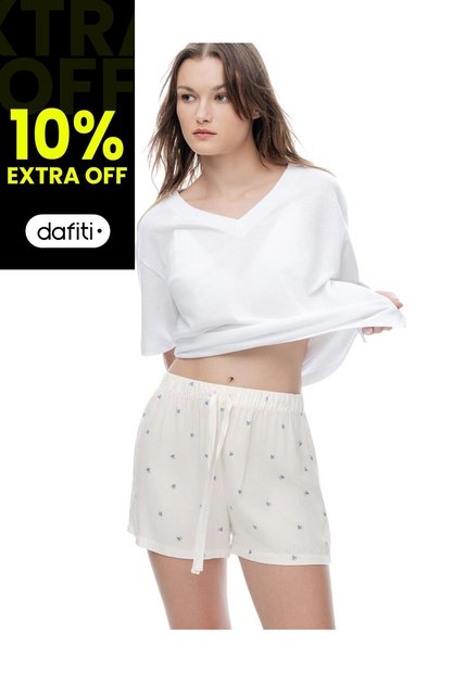 Short Blanco Estampado Mujer Blanco