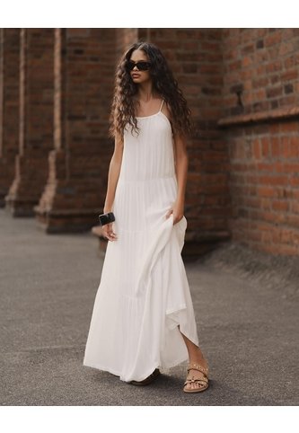 Vestido Largo Bloques Blanco Mujer Blanco Gef