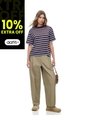 Pantalón Tiro Medio Baggy Barrel Drill Café Mujer Cafe de Gef