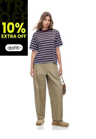 Pantalón Tiro Medio Baggy Barrel Drill Café Mujer Cafe Gef