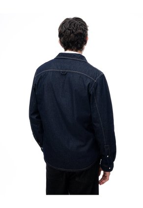 Camisa Regular Manga Larga índigo Oscuro Hombre Azul