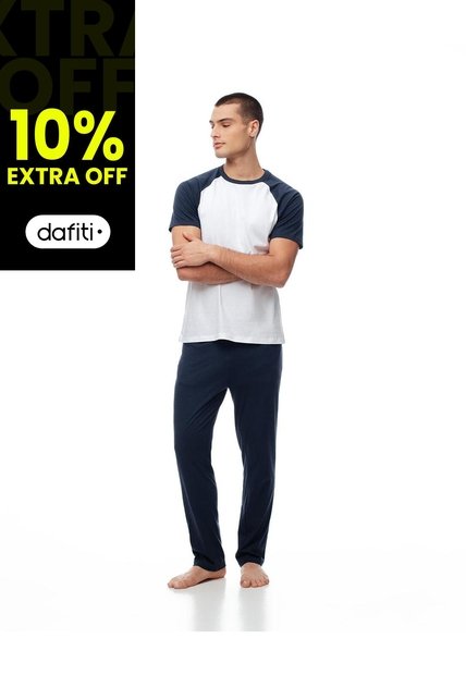 Camiseta + Pantalón De Pijama Algodón Hombre Azul