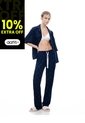 Pantalón Regular Tiro Medio Azul Estampado Mujer Azul de Gef