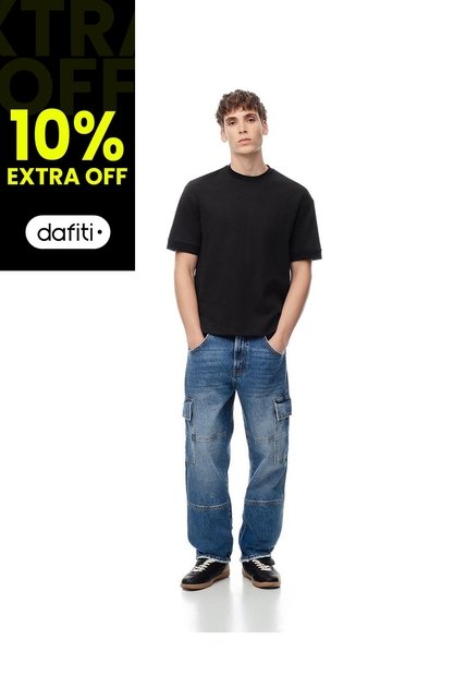 Jean Cargo Recto índigo Medio Hombre Azul