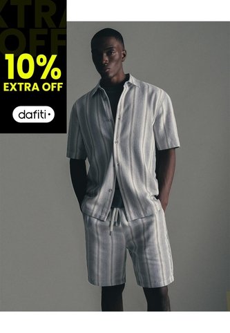Bermuda Regular Algodón Rayas Hombre Gris Gef