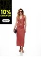 Falda Midi Tejida Calada Terracota Mujer Marron de Gef