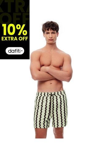 Pantaloneta De Baño Rayas Hombre Marron Gef
