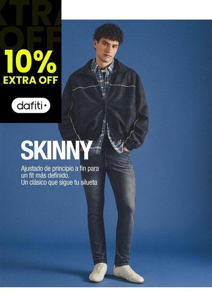 Jean Skinny índigo Medio Hombre Azul