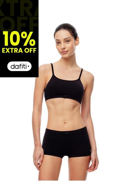 Panty Cachetero Seamless Tiro Medio Negro Mujer Negro