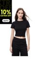 Camiseta Crop Slim Algodón Negra Mujer Negro de Gef