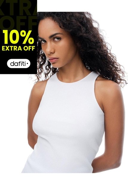 Camiseta Esqueleto Slim Rib Algodón Blanca Mujer Blanco