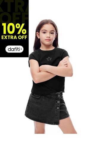 Falda Short Denim Negra Niña Azul Gef