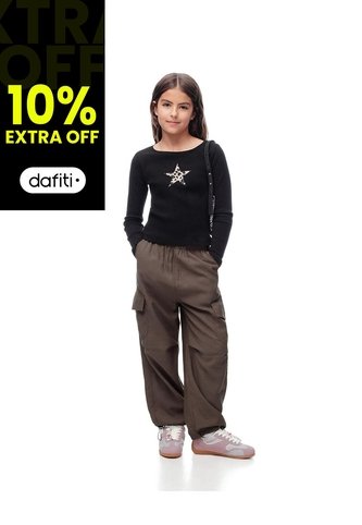 Jogger Cargo Tiro Medio Café Niña Cafe Gef