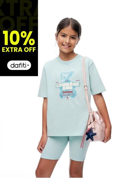 Camiseta + Biker Algodón Azul Niña Azul