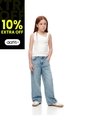 Jean Wide Leg Tiro Medio índigo Medio Niña Azul Oscuro de Gef