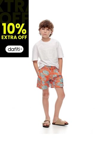 Pantaloneta De Baño Estampada Niño Naranja Gef