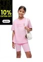 Camiseta + Biker Algodón Rosado Niña Rosa de Gef