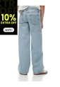Jean Wide Leg Tiro Medio Brillos índigo Claro Niña Azul Oscuro de Gef