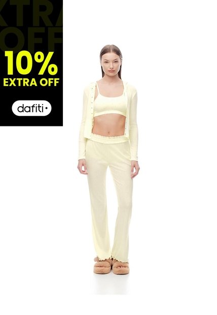 Pantalón De Pijama Amarillo Mujer Amarillo