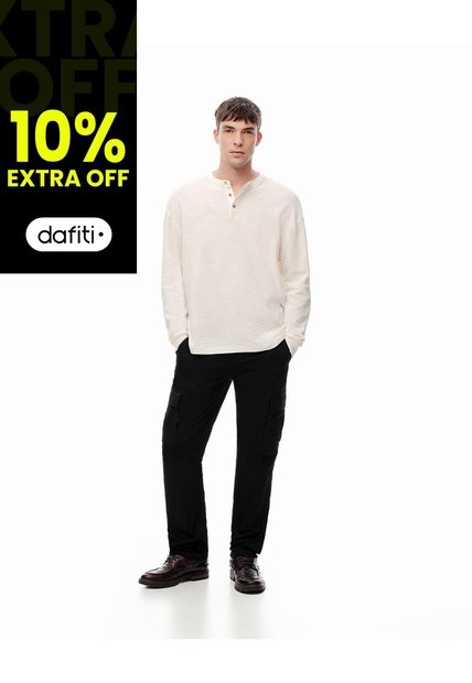 Pantalón Cargo Slim Algodón Negro Hombre Negro
