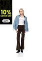 Jean Flare Tiro Alto Efecto Gamuza Café Mujer Marron de Gef