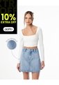 Falda Tiro Alto Denim índigo Medio Mujer Azul de Gef