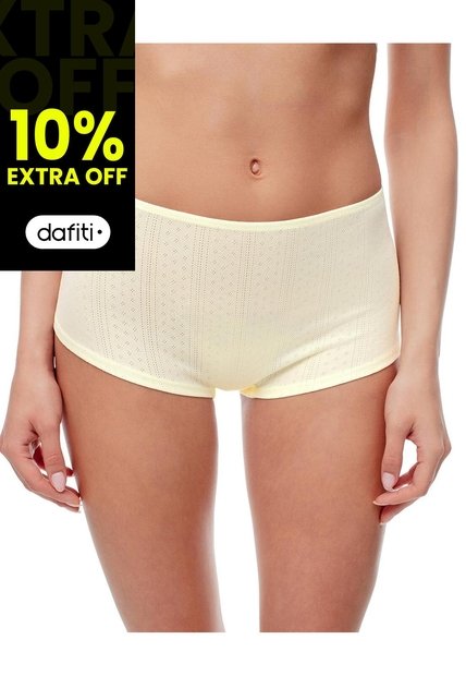Short De Pijama Punto Calado Amarillo Mujer Amarillo