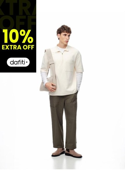 Pantalón Cargo Recto Algodón Verde Hombre Cafe