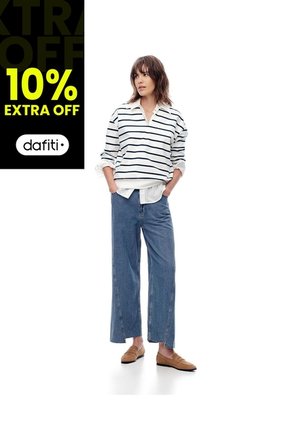 Jean Wide Leg Tiro Medio índigo Medio Mujer Azul
