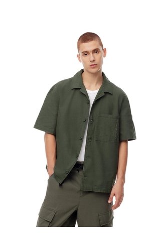 Camisa Manga Corta Oversize Algodón Verde Hombre Verde Gef