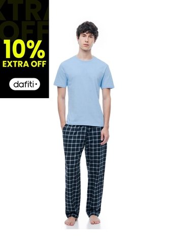 Camiseta + Pantalón De Pijama Algodón Azul Hombre Azul Gef