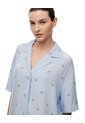 Camisa Relax Manga Corta Estampada Mujer Azul de Gef