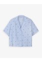 Camisa Relax Manga Corta Estampada Mujer Azul de Gef