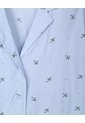Camisa Relax Manga Corta Estampada Mujer Azul de Gef