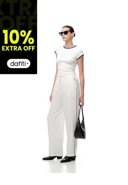 Pantalón Tiro Alto Liviano Blanco Mujer Blanco