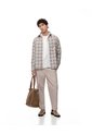 Camisa Manga Larga Oversize Cuadros Hombre Blanco de Gef