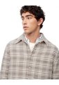 Camisa Manga Larga Oversize Cuadros Hombre Blanco de Gef