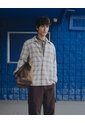 Camisa Manga Larga Oversize Cuadros Hombre Blanco de Gef