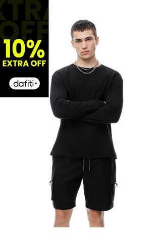 Bermuda Cargo Regular Negra Hombre Negro Gef