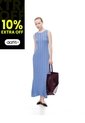 Vestido Largo Tejido Acanalado Azul Mujer Azul de Gef