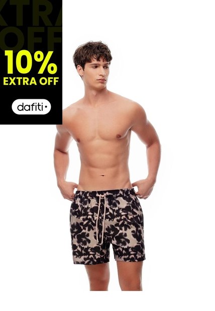 Pantaloneta De Baño Estampada Hombre Marron